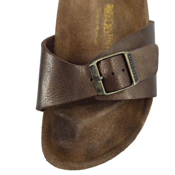 Birkenstock Madrid Buckle Sandals Bronze Leather Strap Cork Womens 6 - Picture 7 of 9